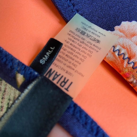 TRIANGL Blue Floral Neoprene Bikini Bottoms Size Small - Picture 6 of 6